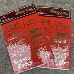 Vtg Sealed 1980's Hallmark Red Gold Holiday Christmas Seals Stickers‎ NEW